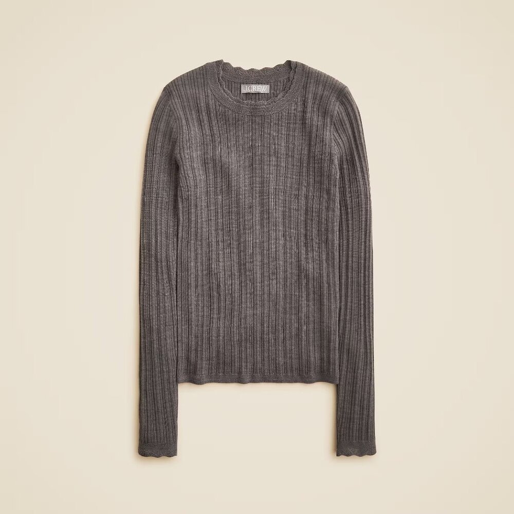Size XXL J.Crew Layered pointelle sweater-tee in 100% merino wool